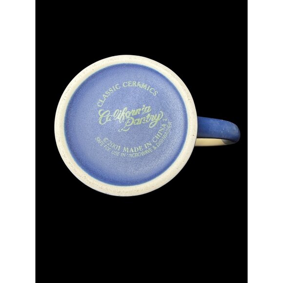 2001 California Pantry Handcrafted Ceramic Mug Blue & Sand Color Block Design - Picture 6 of 7